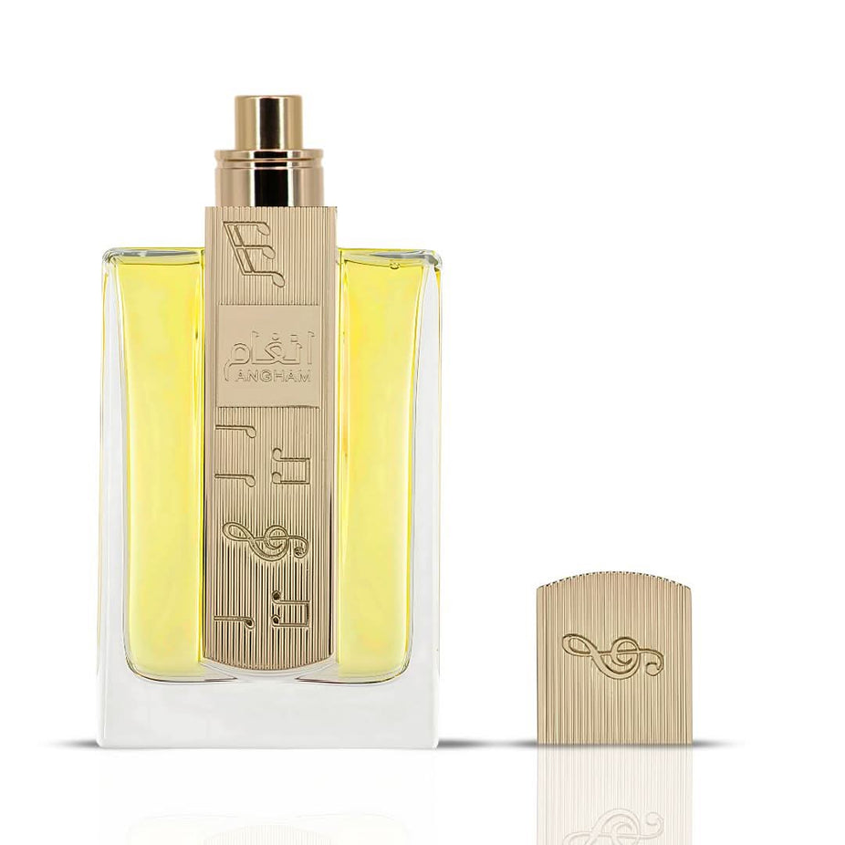 Lattafa Angham Eau de Parfum Spray 100ml bottle, elegant design, showcasing the luxurious fragrance packaging.