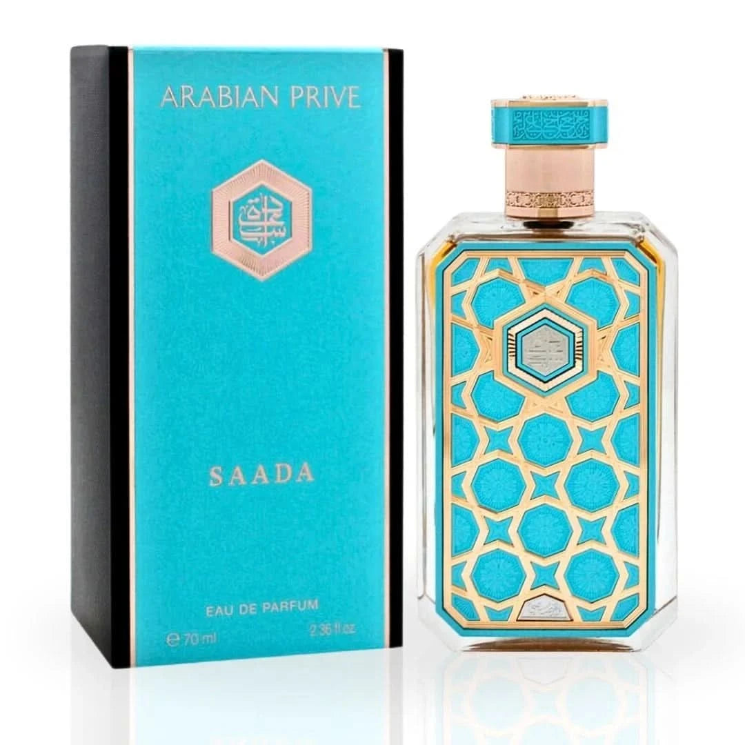Lattafa Niche Emarati Taraf, Rasasi Arabian Prive Saada, and Intense Oud Madawi perfume oil bundle with Eau de Parfum and oil bottles.