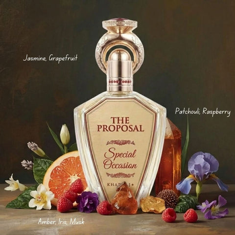 Khadlaj The Proposal Special Occasion Eau de Parfum spray 100ml with elegant bottle and floral design.