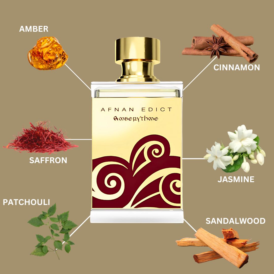 Edict Amberythme Eau De Parfum Spray 80ML (2.7 OZ) By Afnan | A Luxurious Blend Of Amber, Saffron & Sandalwood, Offering A Warm, Spicy & Floral Richness. - Intense Oud
