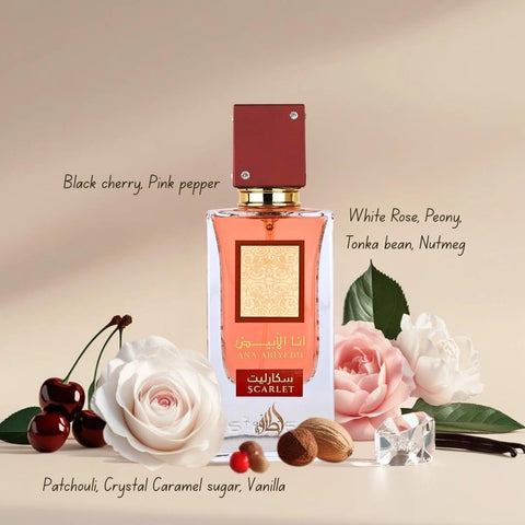 Ana Abiyedh Scarlet Eau de Parfum Spray 60ml (2.04 oz) by Lattafa | Sweetness With A Bold Edge - Intense Oud