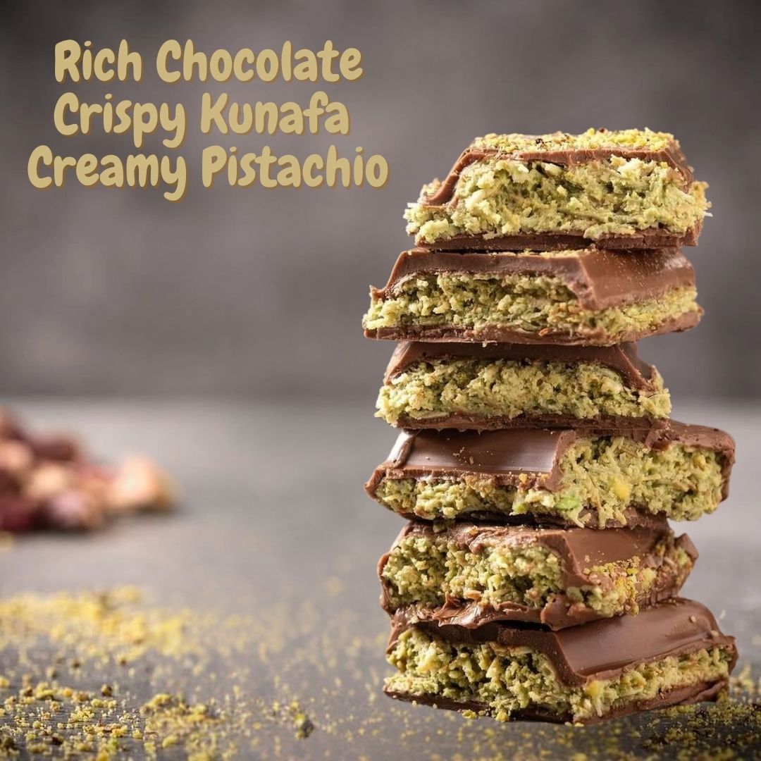 Dubai Kunafa Chocolate Bar 200GMS By Feras Sweets | Rich Chocolate, Creamy Pistachio, Crispy Kunafa, The Viral Dubai Chocolate (BOX OF 6) - Intense Oud