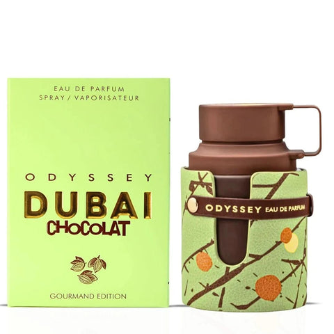 Bundle of Armaf Odyssey Marshmallow, Dubai Chocolat, and Candee Eau de Parfum spray bottles, 100ml each, with elegant packaging.