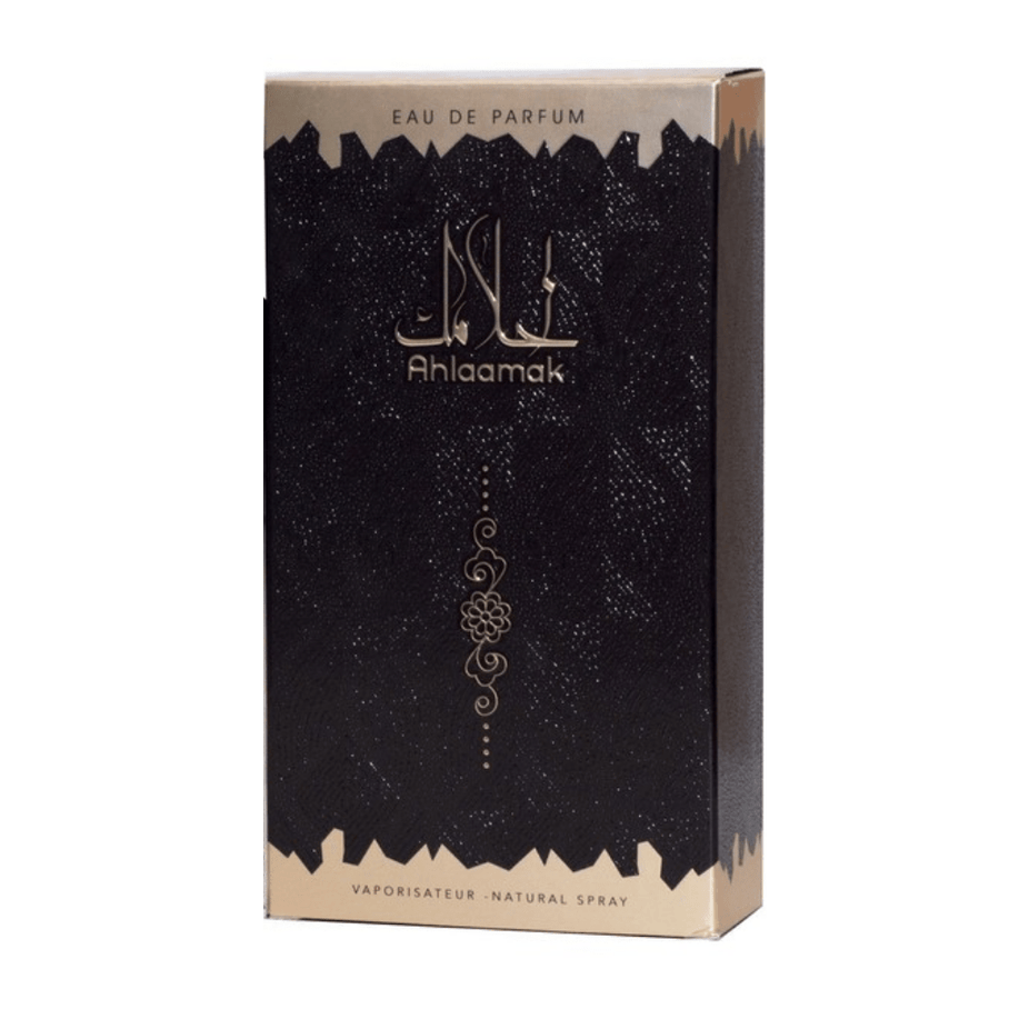 Ahlaamak Eau De Parfum by Ard Al Zaafaran in 100ML bottle, with elegant packaging and floral fragrance details visible.