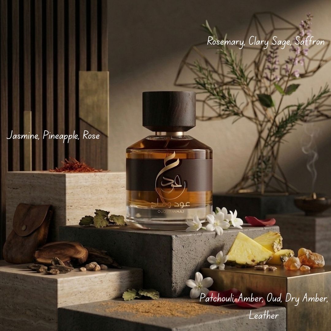 Paris Corner Oud Wahaaj Eau de Parfum Spray 100ml bottle with elegant packaging and a sleek, modern design.