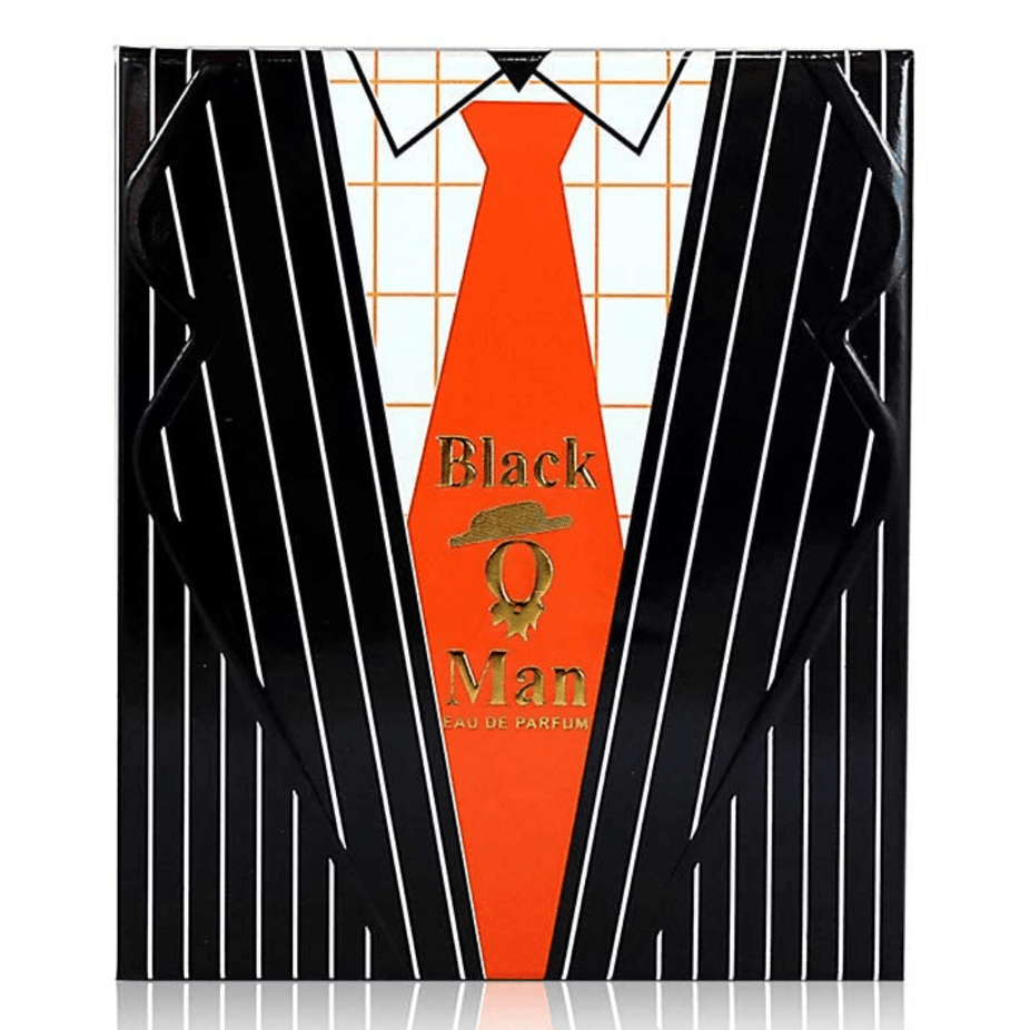 Black O Man Eau De Parfum by Nabeel in a 75ml bottle, featuring a sleek black design and elegant branding.