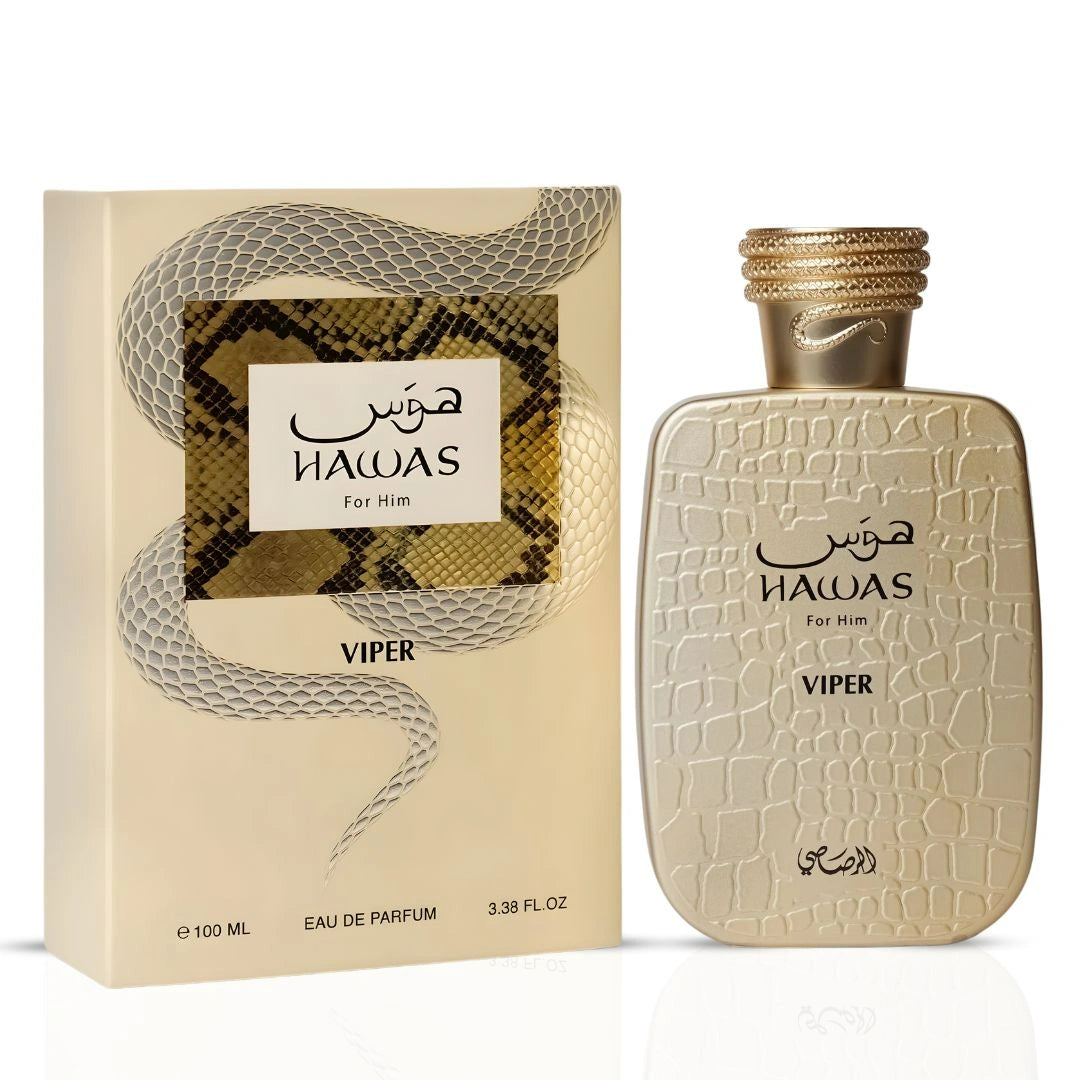 Hawas Atlantis & Hawas Viper Eau de Parfum Sprays 100ml (3.4 oz) by Rasasi (Bundle) - Intense Oud