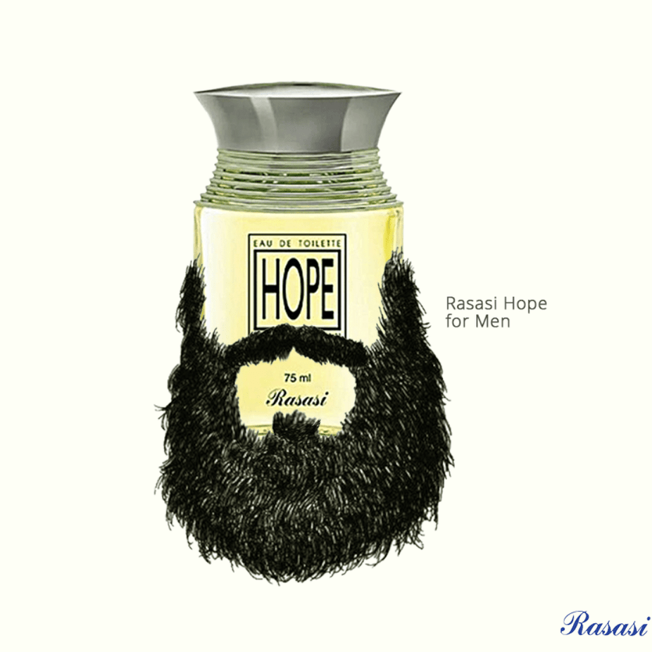 Hope for Men EDP by Rasasi, 75ml Eau De Parfum bottle with sleek design and black cap, suited for men's fragrance collection.