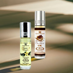 Choco Musk & Spanish Vanilla Perfume Oils 6ML (0.2 OZ) By Al Rehab | An Indulgent Bundle Of Creamy Vanilla & Rich, Chocolatey Scents. (ICONIC BUNDLE) - Intense Oud