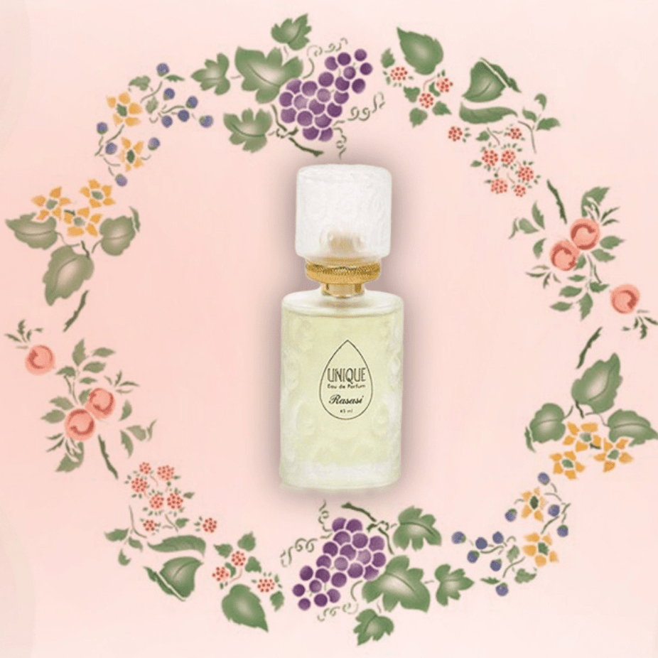 Rasasi Unique EDP Eau De Parfum 45 ML bottle with elegant packaging and floral fragrance design.