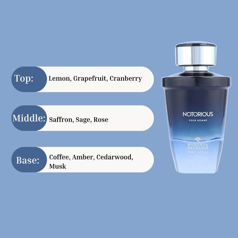 Notorious Pour Homme EDP Spray 100 ML (3.4 OZ) by Bonanza Satrangi - Intense Oud