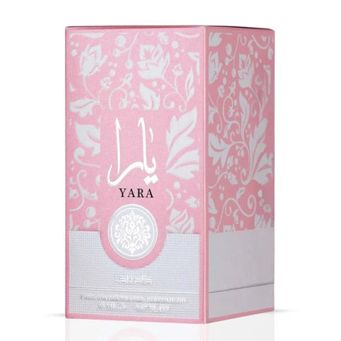 Lattafa Yara Concentrated Perfume Oil 20ml bottle with elegant packaging, showcasing the premium fragrance product.