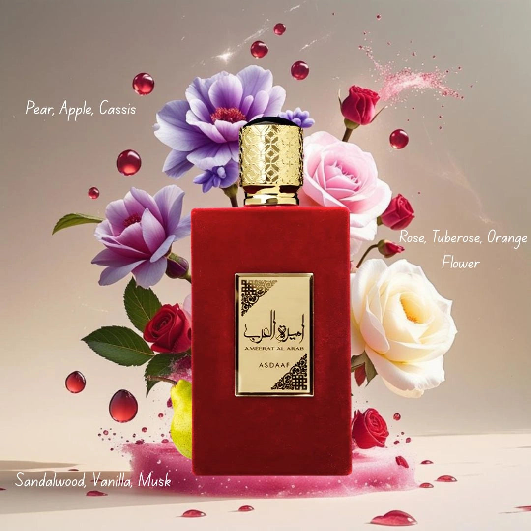 Ameerat Al Arab Eau de Parfum Spray 100ml (3.4 oz) & All Over Spray 150ml (5.07 oz) by Asdaaf | A Scent Fit For A Queen (Bundle) - Intense Oud