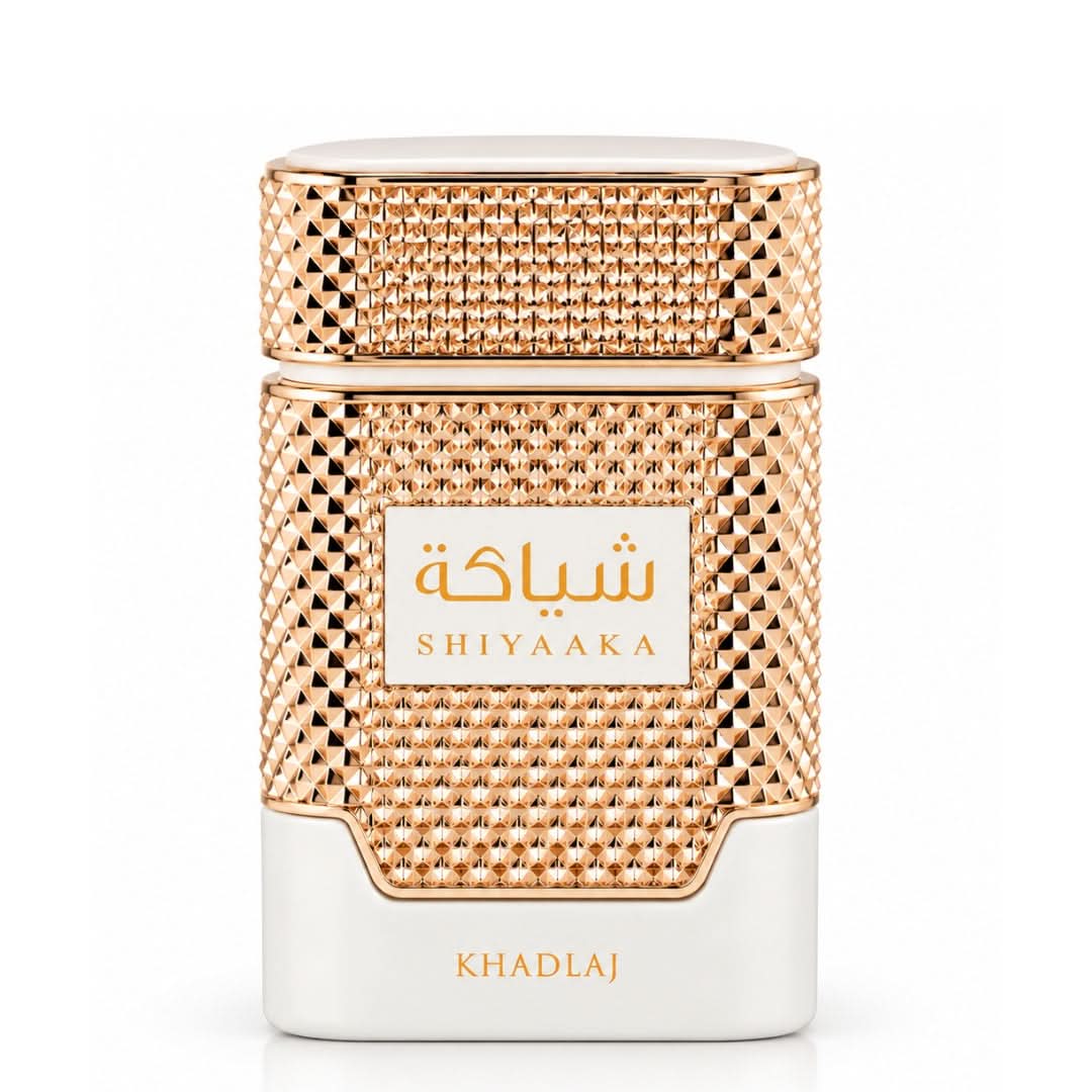 Shiyaaka White Eau de Parfum Spray 100ml by Khadlaj, elegant white fragrance bottle and box