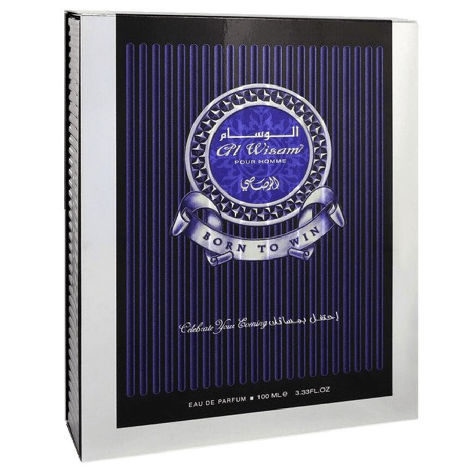 Rasasi Al Wisam Evening men's Eau De Parfum 100 ML bottle with sleek design and elegant fragrance packaging