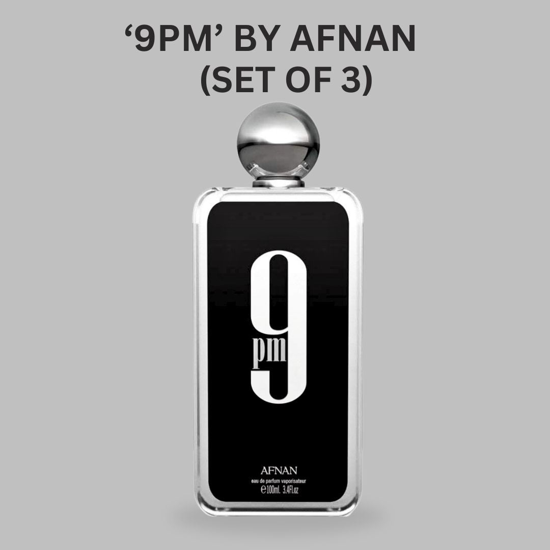 9pm EDP Spray 100ML (3.4OZ) By Afnan | Unlock your charm with this perfume for men. (PACK OF 3) - Intense Oud