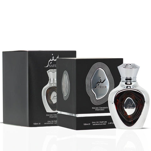 Niche Emarati Safeer Eau De Parfum Spray 100ml (3.4 oz) by Lattafa | Elegant. Grounded. Timelessly Masculine. - Intense Oud