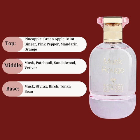 Musk Rouge EDP Spray 100ML (3.4 OZ) by Bonanza Satrangi | Long Lasting, Bold, Dynamic, Unforgettable, Luxurious Fragrances. - Intense Oud