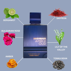 Amber Oud Dubai Night Extrait De Parfum Spray 100ML (3.4 OZ) By Al Haramain | A Luxurious Blend Of Spicy Saffron, Rich Agarwood & Amber, Balanced With floral & Woody Notes For A Captivating Scent. - Intense Oud
