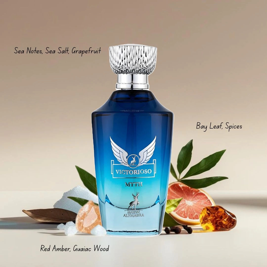 Victorioso Myth Eau de Parfum Spray 100ml (3.4 Oz) by Maison Alhambra | Where Freshness Meets Power - Intense Oud