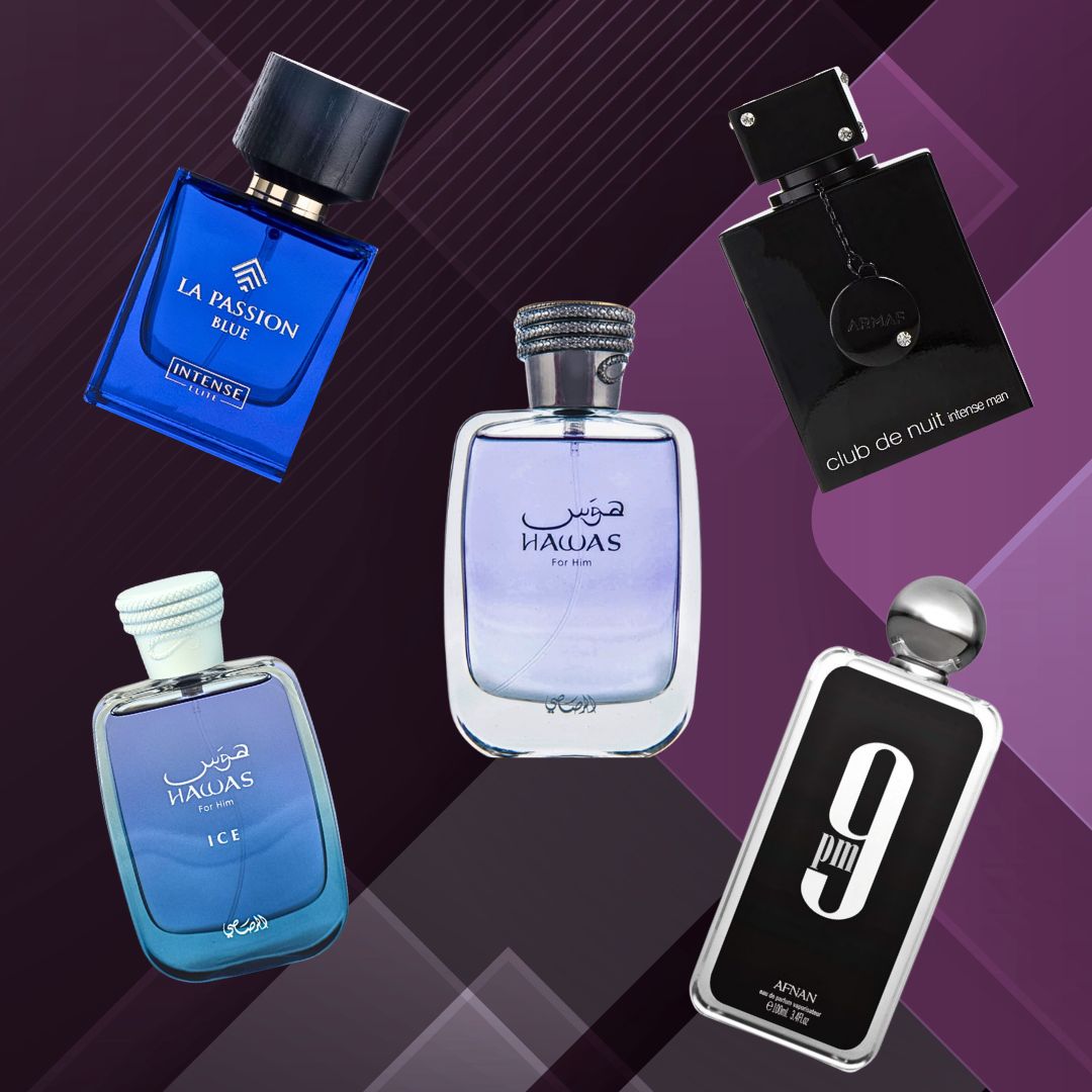 Hawas Men, Hawas Ice, 9PM, Club De Nuit Intense, La Passion Blue - Eau De Parfum Sprays for Men | Long Lasting, Refreshing, Aquatic, Luxurious Masculine Scents. (COLLECTION FOR MEN) - Intense Oud