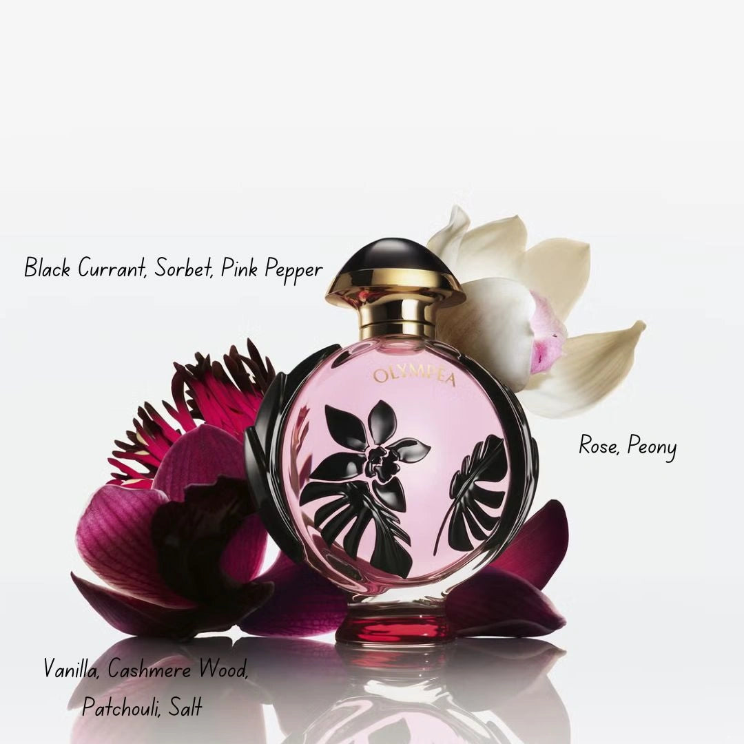 Paco Rabanne Olympea Flora Eau De Parfum Intense Spray 50ml (1.7 oz) | Daringly Sweet, Deliciously Cold - The Scent That Teases - Intense Oud