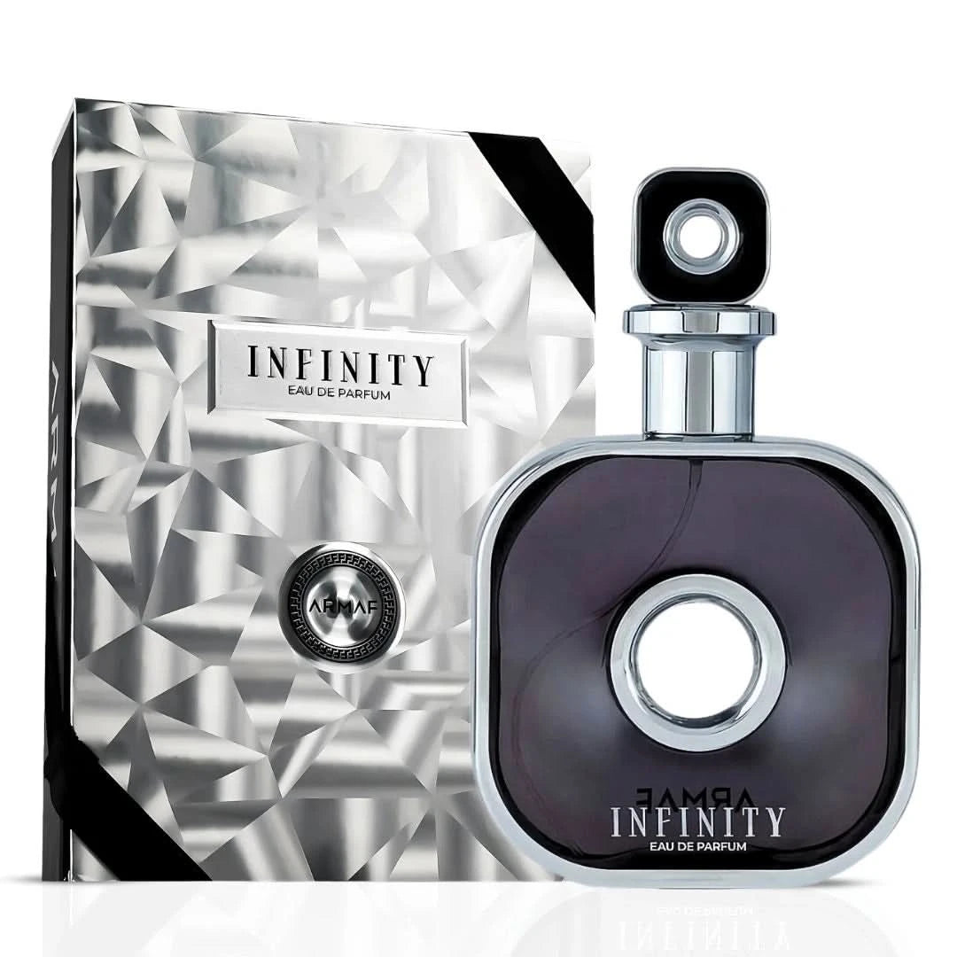 Maison Alhambra Philos Messenger 100ml and Armaf Infinity 105ml Eau de Parfum sprays in a bundle, with sleek bottle designs.