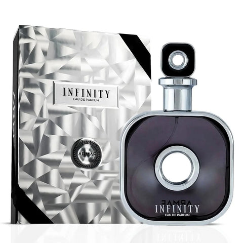 Maison Alhambra Philos Messenger 100ml and Armaf Infinity 105ml Eau de Parfum sprays in a bundle, with sleek bottle designs.