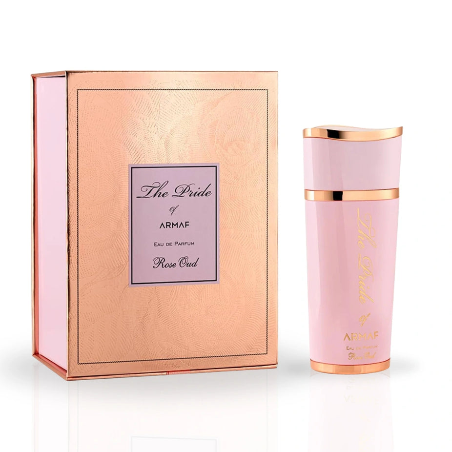 Armaf Pride of Armaf Admiral Rose Oud Femme & Pour Femme Eau de Parfum bundle, featuring two 100ml spray bottles with floral and oud notes.