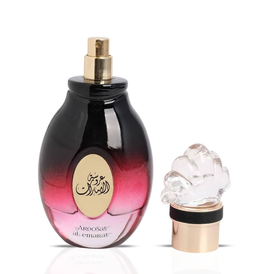 Aroosat Al Emarat Eau De Parfum for women in 100mL bottle by Ard Al Zaafaran, with elegant floral and oriental fragrance details.