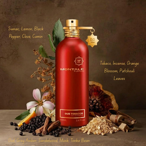 Montale Oud Tobacco Eau de Parfum spray 100ml bottle with elegant packaging, showcasing the luxury fragrance design.