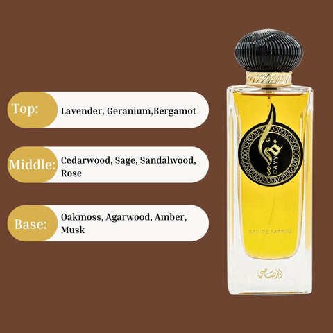 Dayy EDP Spray 100ML (3.38 OZ) by Rasasi | Long Lasting, Aromatic, Woody, Floral, Luxurious Unisex Scent. - Intense Oud