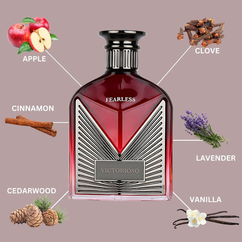 Victorioso Fearless Eau De Parfum Spray 100ML (3.4 OZ) by Maison Alhambra | A Warm, Spicy Blend of Fruit, Florals, and Woods for Cozy Elegance. - Intense Oud