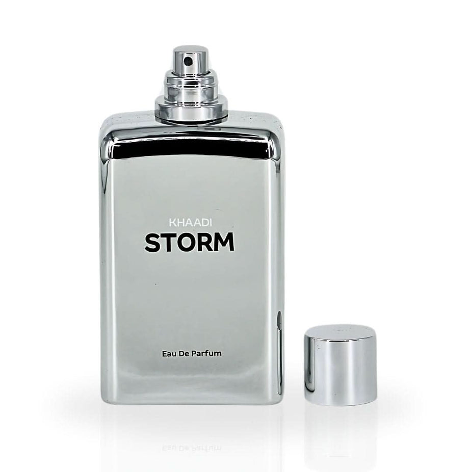 Khaadi Storm Eau de Parfum Spray 100ml bottle with sleek design, showcasing the stylish packaging of the Khaadi EDP fragrance.