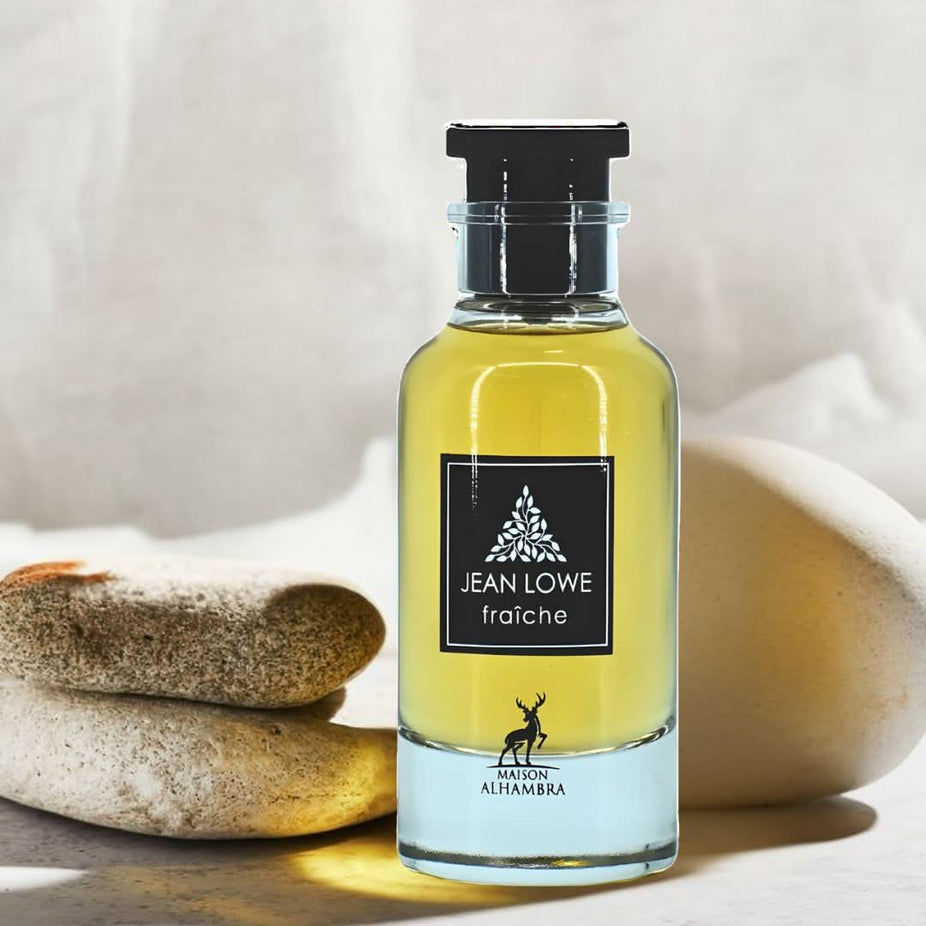Maison Alhambra Jean Lowe Azure and Fraiche Eau de Parfum bundle with two 100ml spray bottles, elegant packaging and labels.