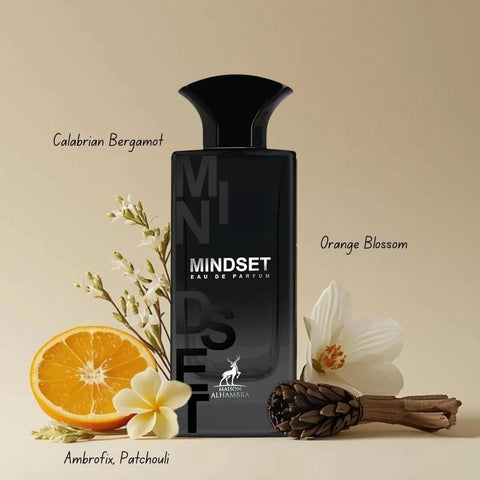 Maison Alhambra Mindset Eau de Parfum spray 100ml bottle with elegant packaging and minimalist design.
