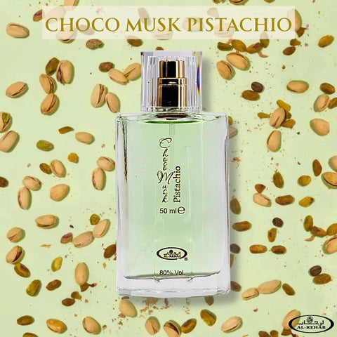 Choco Musk Pistachio Eau De Parfum Spray 50ML (1.65 OZ) by Al Rehab (Velvet Pouch) - Intense Oud