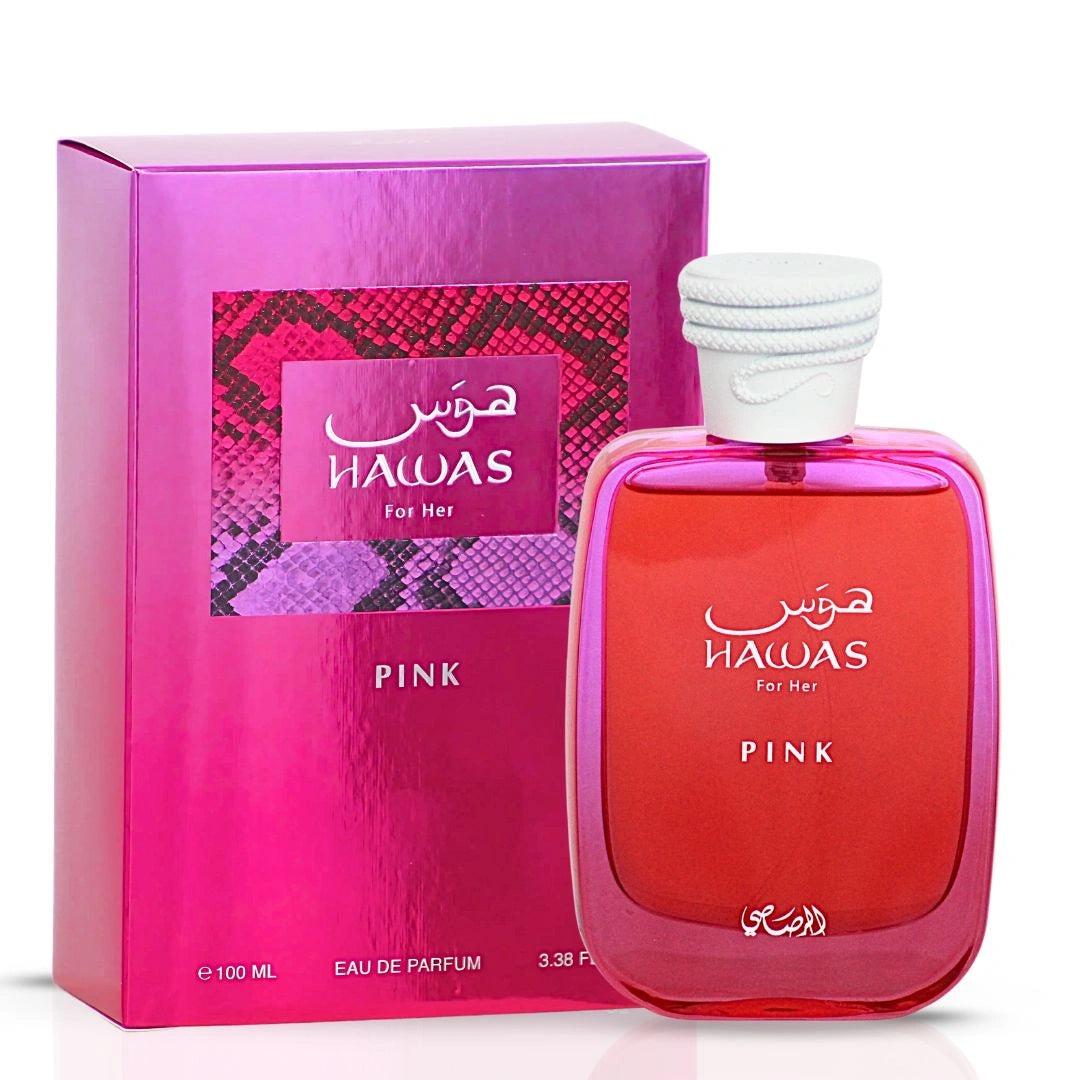 Hawas Pink by Rasasi & Pink Blush by Ard Al Zaafaran - Eau de Parfum Sprays 100ml | Playful Sweetness Meets Timeless Elegance (Pink Bundle) - Intense Oud