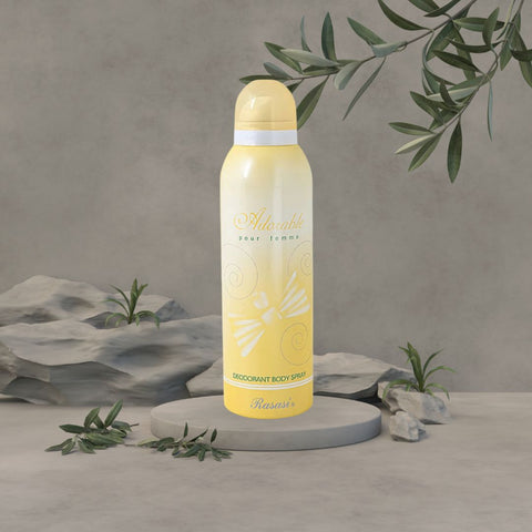 Adorable for Women EDP Spray 60ML (2.02 OZ) & Deodorant 200ML (6.76 OZ) By Rasasi | Long Lasting, Fresh & Floral Scent. (ESSENTIAL BUNDLE) - Intense Oud