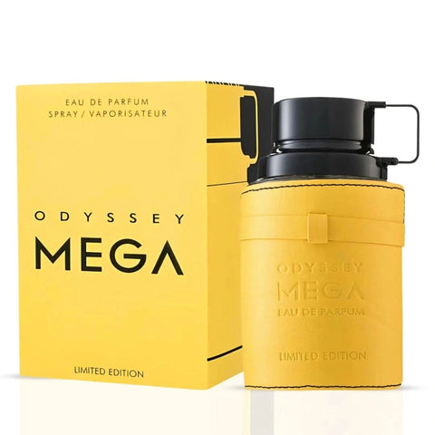 Odyssey Mandarin Sky and Mega Man Eau de Parfum sprays by Armaf in 100ml bottles, displayed together in a stylish bundle.