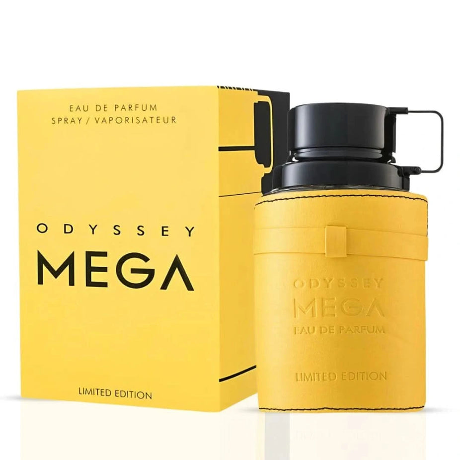 Odyssey Mandarin Sky and Mega Man Eau de Parfum sprays by Armaf in 100ml bottles, displayed together in a bundle.