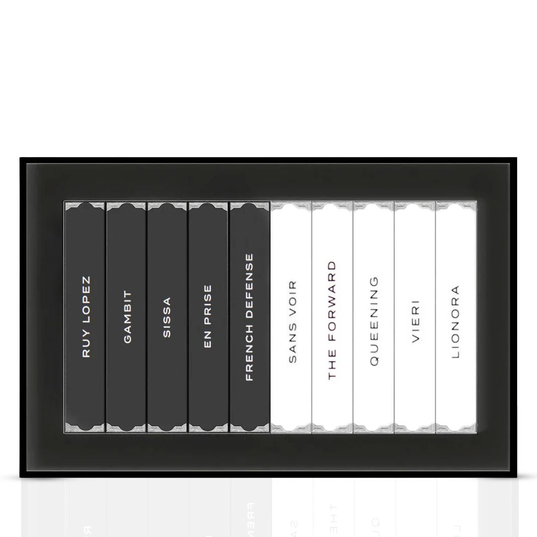 Mind Games Soulmate Collection 10-piece sample discovery set with 2ml bottles, featuring assorted scents and fragrances.
