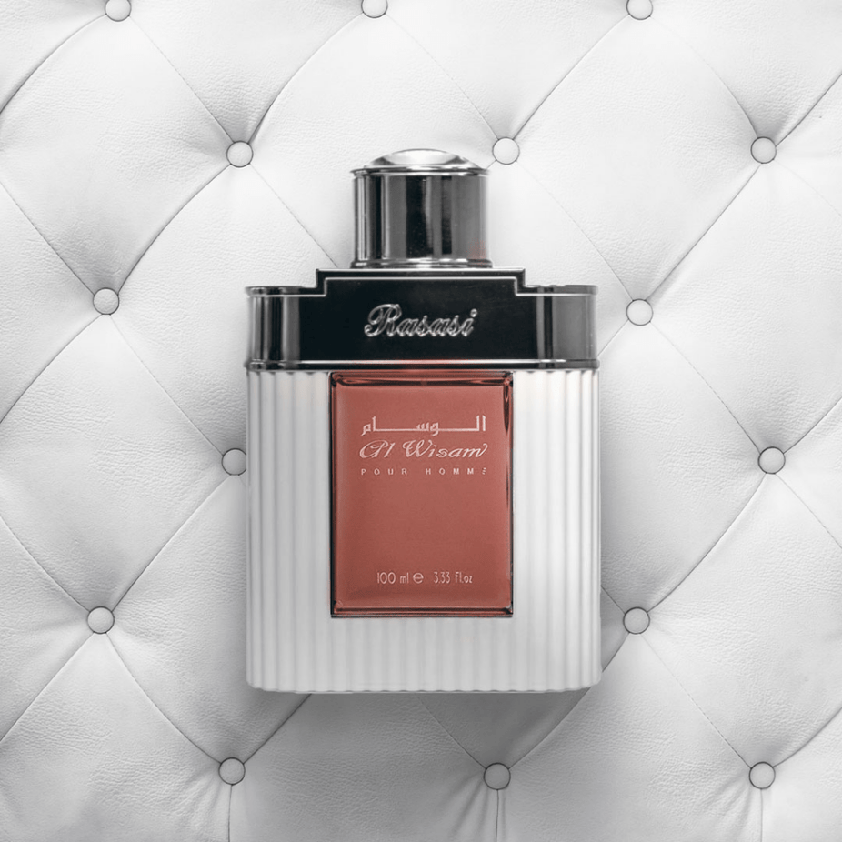 Rasasi Al Wisam EDP Day & Evening Men perfume bundle with two 100ml bottles, showcasing elegant packaging and sleek design.