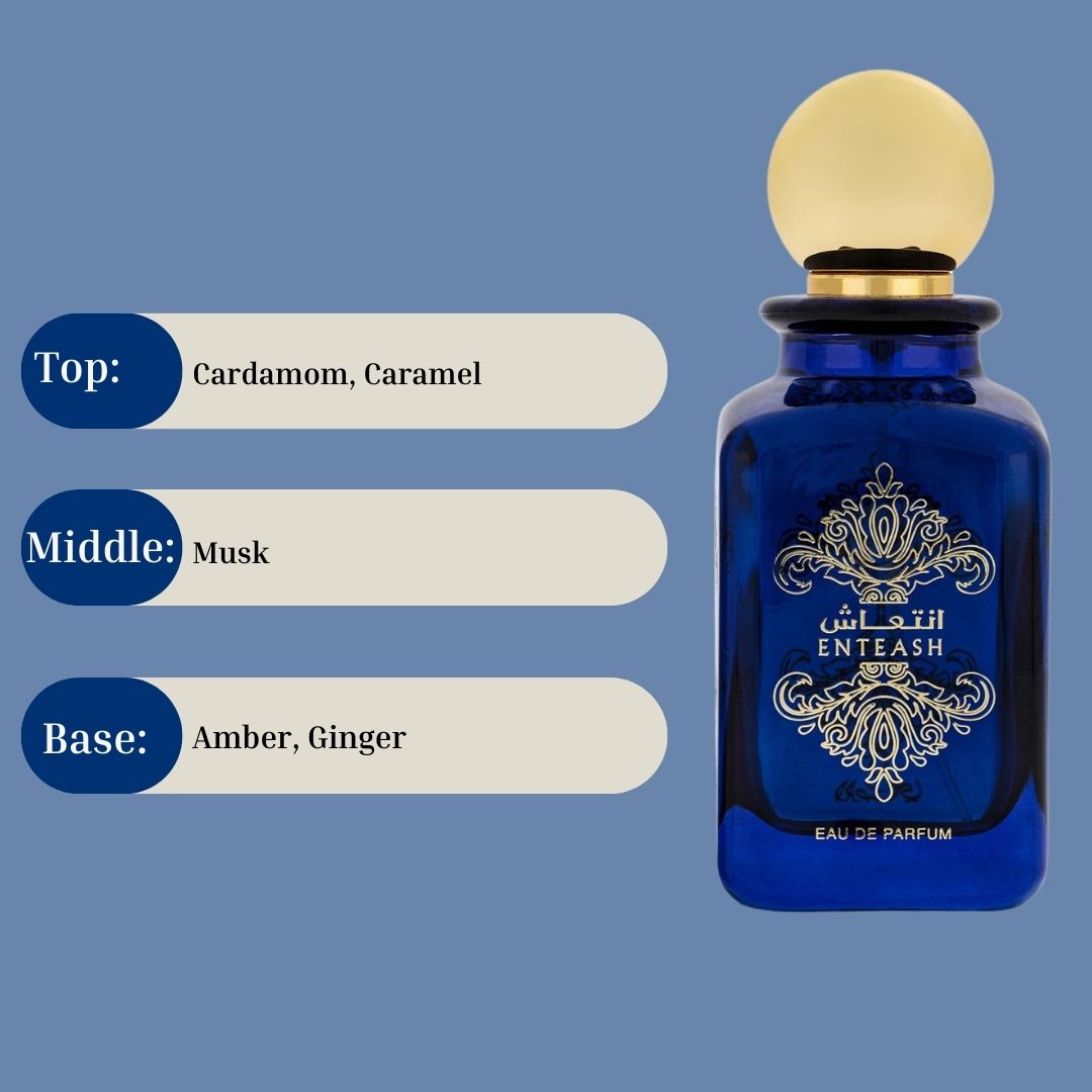 Enteash EDP Spray 100ML (3.38 OZ) by Rasasi | Long Lasting, Soft Spicy, Musky, Luxurious Unisex Scent. - Intense Oud