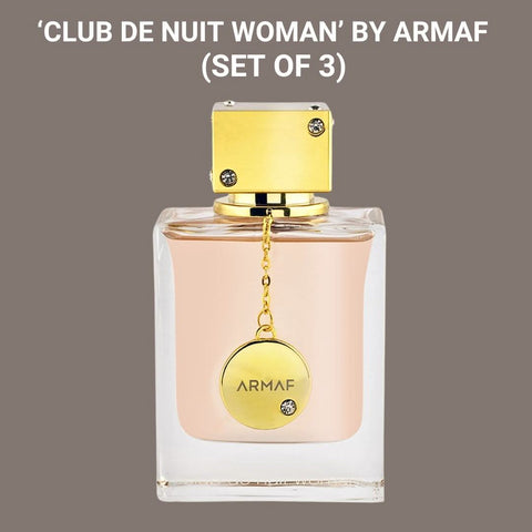 Armaf Club De Nuit Women Eau de Parfum spray in a 105ml bottle, shown as part of a value pack of three.
