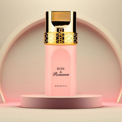 Khadlaj Rose & Romance Gold and Sensuous Night Eau de Parfum spray bundle, featuring luxurious 100ml bottles, elegant packaging.