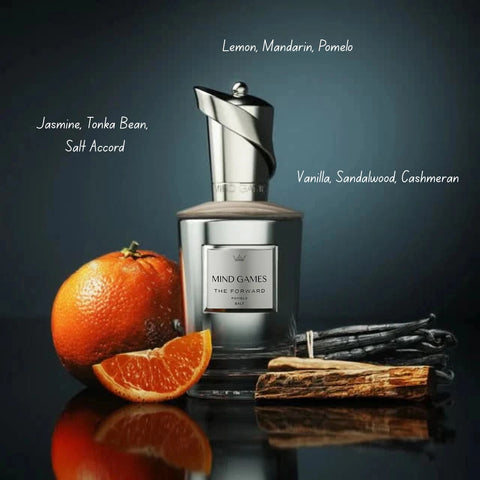 Mind Games The Forward Extrait de Parfum 100ml bottle, elegant black fragrance bottle with minimalist design.