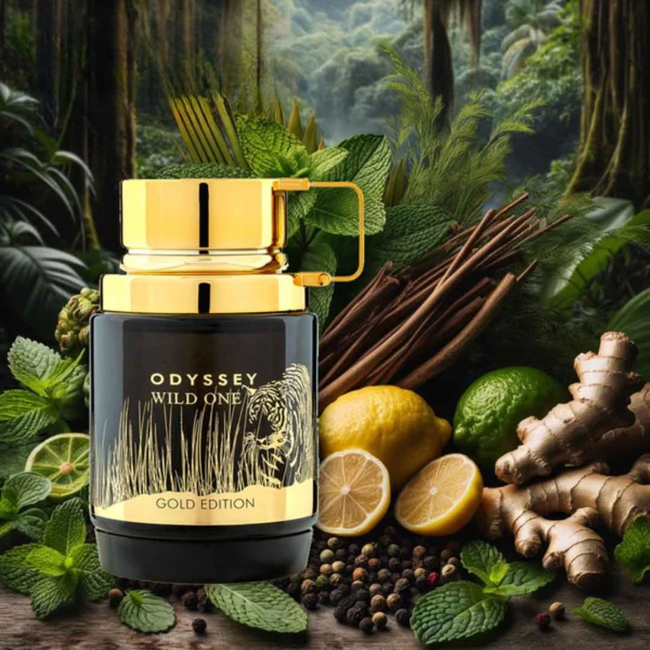 Odyssey Wild One Pour Homme EDP by Armaf in 100ml bottle, showcasing the elegant fragrance spray with sleek packaging.