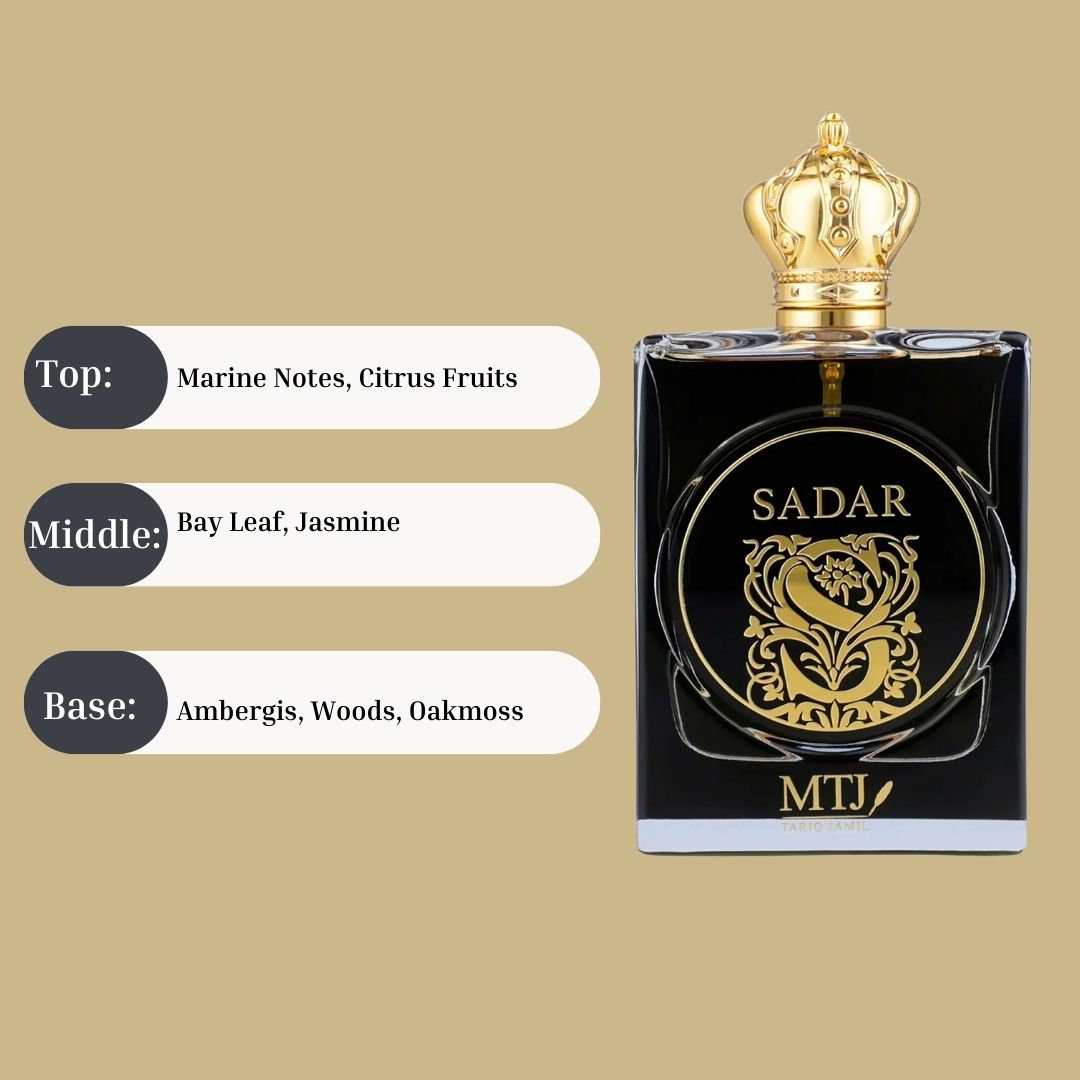 Sadar EDP Spray 100ML (3.4OZ) by MTJ | Long Lasting, Refreshing, Aquatic, Woody, Luxurious Unisex Scent. - Intense Oud
