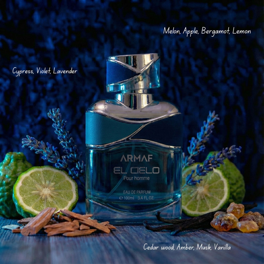 Armaf El Cielo Eau de Parfum spray 100ml bottle with elegant packaging and a sleek design.